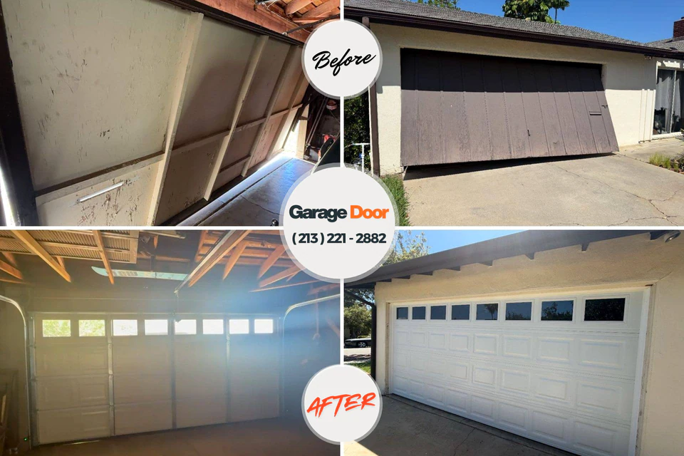Before and after: garage door repair Shelburne Falls, MA